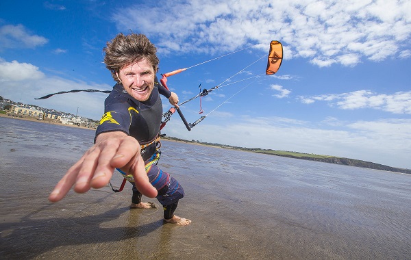 Pictured at the launch of the 2015 Irish Kite Surfing Championships and Hooked Kite Fest on Duncannon Beach, Co Wexford is Organiser and Kite-surf Instructor Niall Roche. Picture: Patrick Browne 